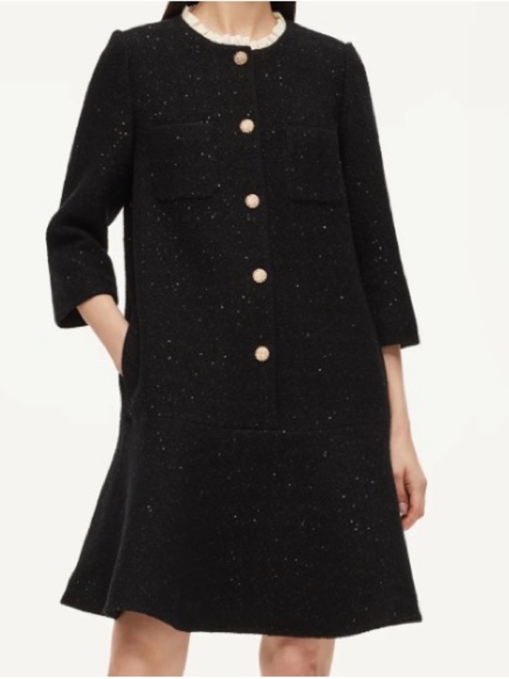 Goelia dress Wool Blend Sequins Ruffle Hem Women A-Line Mini Dress